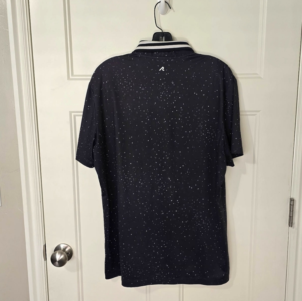 REDVANLY Mens Medium Golf Polo Shirt Black White Speckled Short Sleeve - Picture 6 of 6